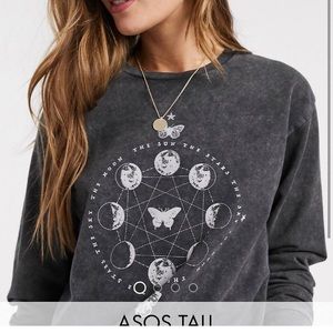 ASOS DESIGN Tall sweatshirt with mystic butterfly
motif in wash